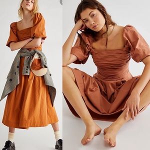FREE PEOPLE 
Ain't She A Beaut Midi Dress In Spiced Chai